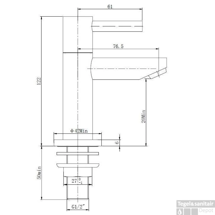 Fonteinkraan Amador Ker. 1/2Chroom 3 Fonteinkraan Amador Ker. 1/2Chroom - Afbeelding 2