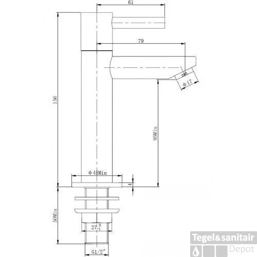 Fonteinkraan Amador XL Hoog Ker. 1/2 RVS 4 Fonteinkraan Amador XL Hoog Ker. 1/2 RVS - Afbeelding 2