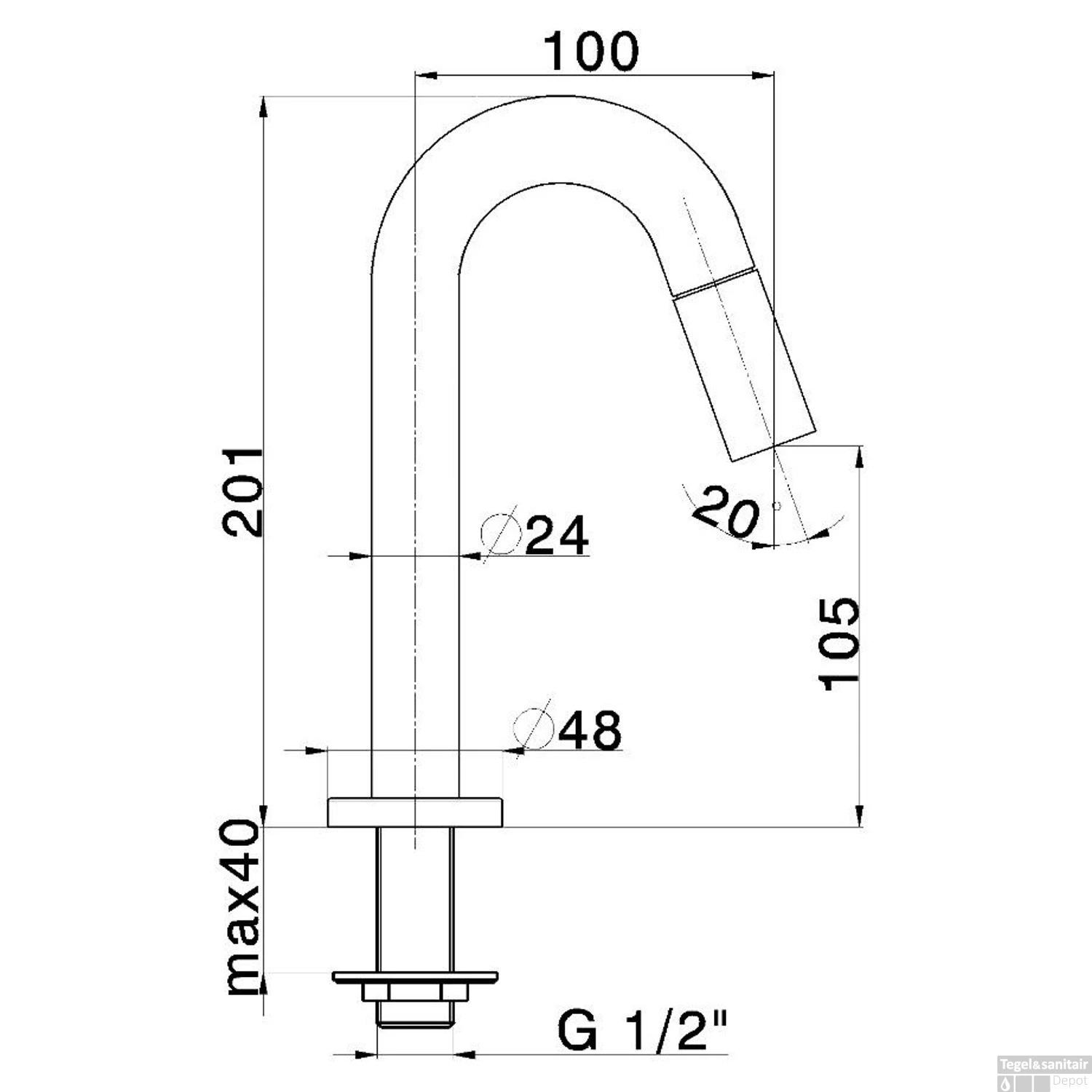 Fonteinkraan Boss & Wessing Tratto Mat Zwart 4 Fonteinkraan Boss & Wessing Tratto Mat Zwart - Afbeelding 2