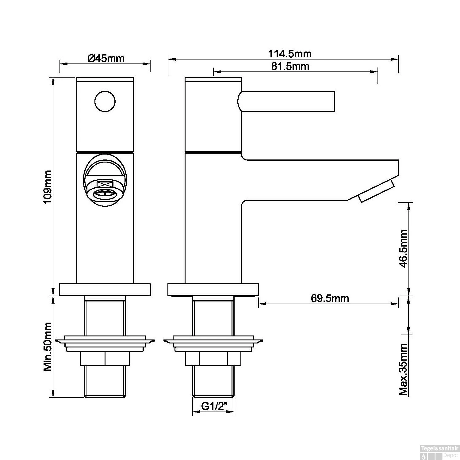 Fonteinkraan BWS Toiletkraan Met Keramisch Binnenwerk Gunmetal 4 Fonteinkraan BWS Toiletkraan Met Keramisch Binnenwerk Gunmetal - Afbeelding 2
