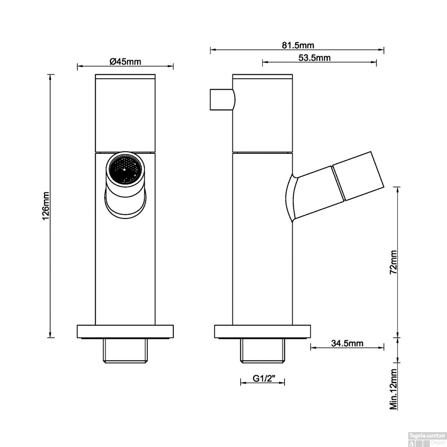 Fonteinkraan Wiesbaden Amador Inbouw 1/2 Gunmetal 4 Fonteinkraan Wiesbaden Amador Inbouw 1/2 Gunmetal - Afbeelding 2
