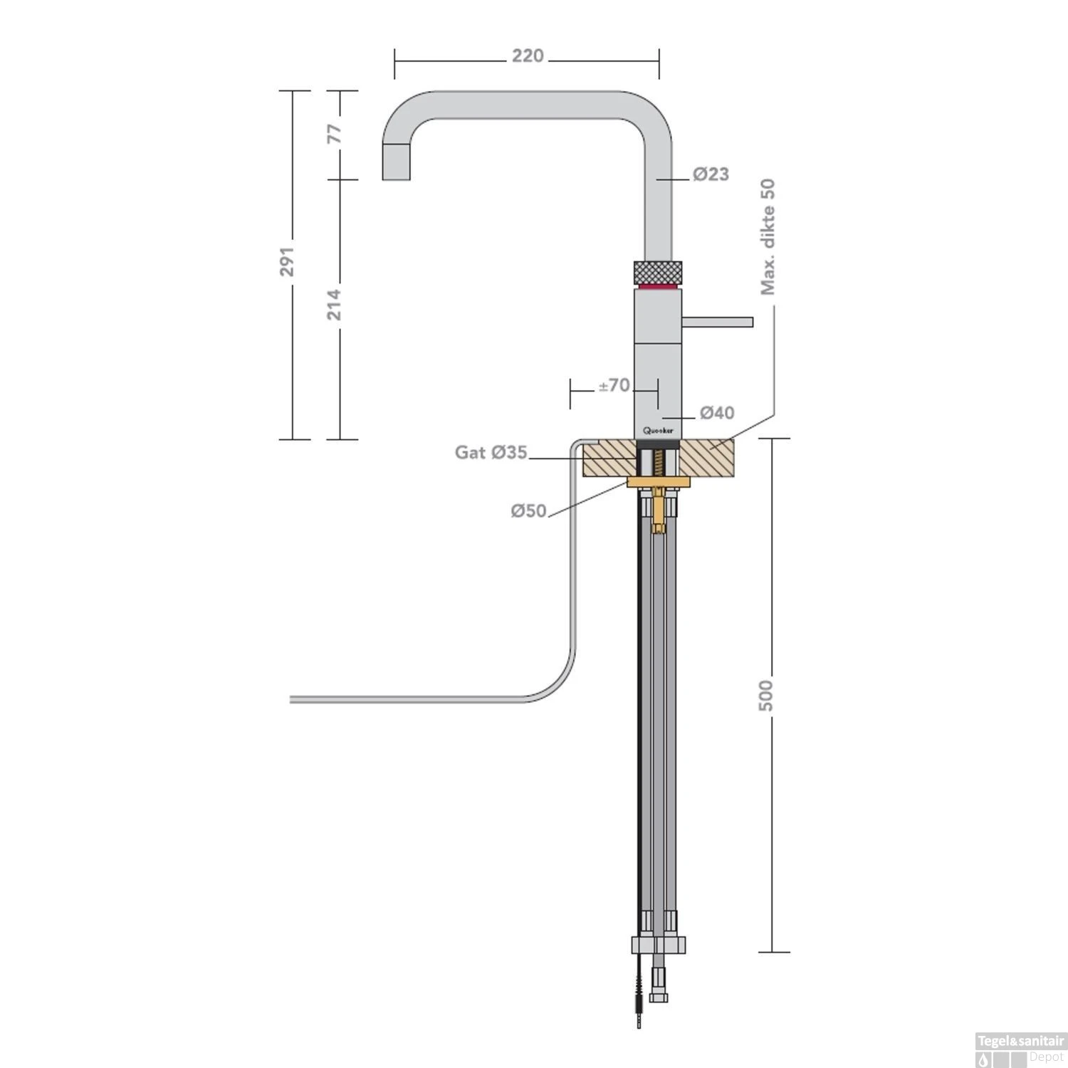 Quooker Fusion Square RVS Met PRO3 VAQ-E Boiler 4 Quooker Fusion Square RVS Met PRO3 VAQ-E Boiler - Afbeelding 2