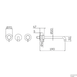 Inbouw Wastafelmengkraan Lagoo Garda Met Uitloop 2 Greeps 19 Cm Messing Geborsteld Goud -Exporteren Badkamer Top Winkel g1204 19 tekening 2