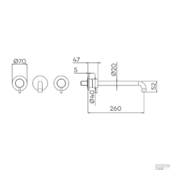 Inbouw Wastafelmengkraan Lagoo Garda Met Uitloop 2 Greeps 26 Cm Messing Geborsteld Koper -Exporteren Badkamer Top Winkel g1204 26 tekening 1 1
