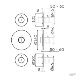 Inbouw Thermostaat Lagoo Garda Met 2 Stopkranen Geborsteld Koper -Exporteren Badkamer Top Winkel g2233 tekening 2 1 1