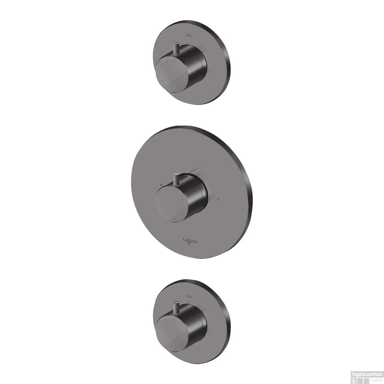 Inbouw Thermostaat Lagoo Garda Met 2 Stopkranen Gunmetal 3 Inbouw Thermostaat Lagoo Garda Met 2 Stopkranen Gunmetal