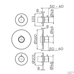 Inbouw Thermostaat Lagoo Garda Met 2-weg Omstel En Stopkraan Geborsteld Nikkel -Exporteren Badkamer Top Winkel g2235 tekening 1 1 1 1