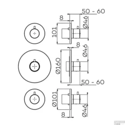 Inbouw Thermostaat Lagoo Garda Met 3-weg Omstel En Stopkraan Geborsteld Koper -Exporteren Badkamer Top Winkel g2237 tekening 1 1