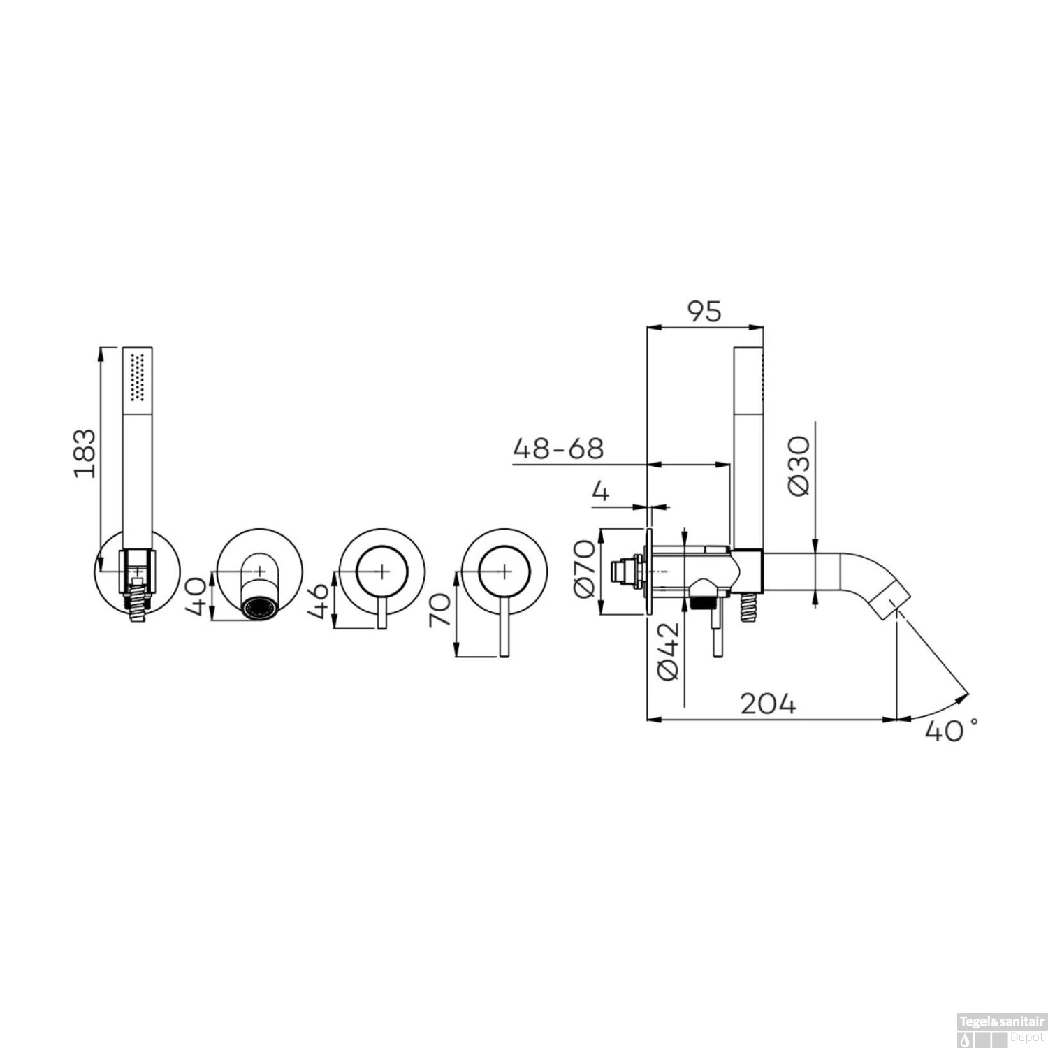Inbouw Douche/Badmengkraan Lagoo Garda Met Omstel En Handdoucheset Messing Chroom 4 Inbouw Douche/Badmengkraan Lagoo Garda Met Omstel En Handdoucheset Messing Chroom - Afbeelding 2