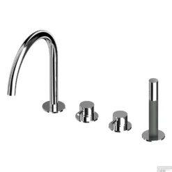 Badrandcombinatie Lagoo Garda Met Mengkraan, Uitloop, Omstel En Handdouche Messing Chroom