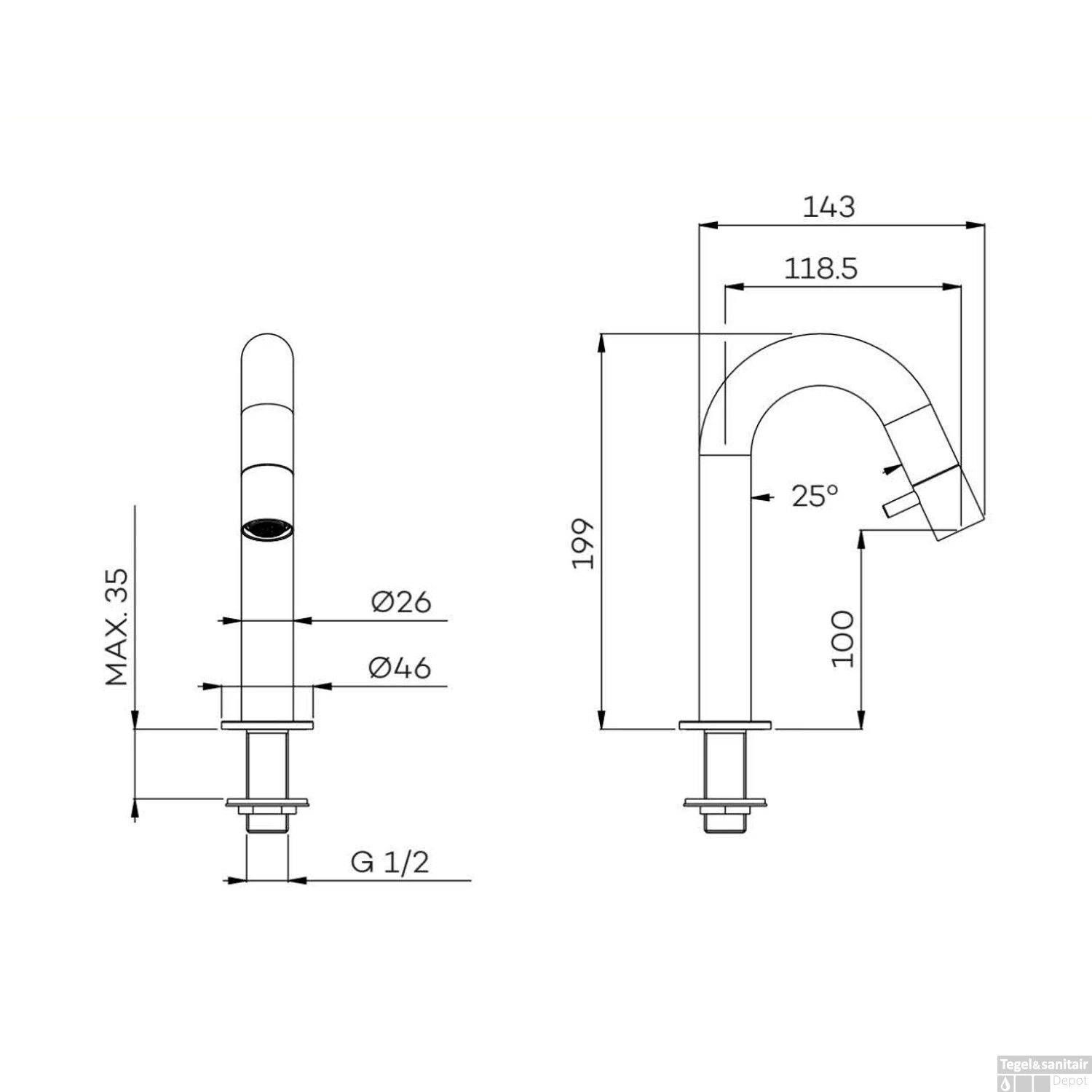 Fonteinkraan Lagoo Garda Opbouw Messing 19,9 Cm Gunmetal 4 Fonteinkraan Lagoo Garda Opbouw Messing 19,9 Cm Gunmetal - Afbeelding 2