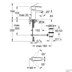 Wastafelkraan Grohe Wave Cosmopolitan S-size Met Waste Chroom -Exporteren Badkamer Top Winkel grohe wastafelkraan wave cosmopolitan met waste verchroomd messing tech
