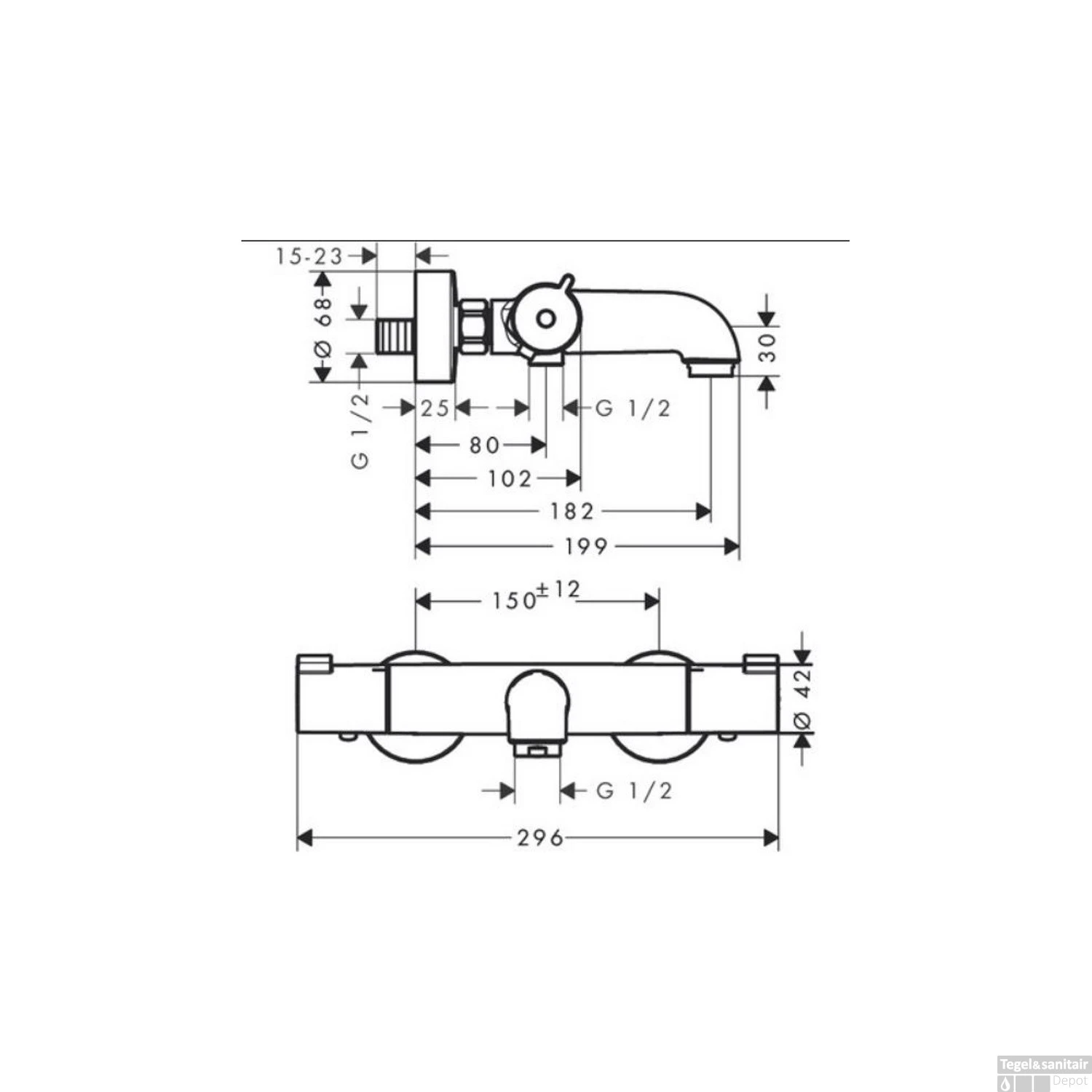 Hansgrohe Ecostat 1001cl Badthermostaat Chroom 4 Hansgrohe Ecostat 1001cl Badthermostaat Chroom - Afbeelding 2