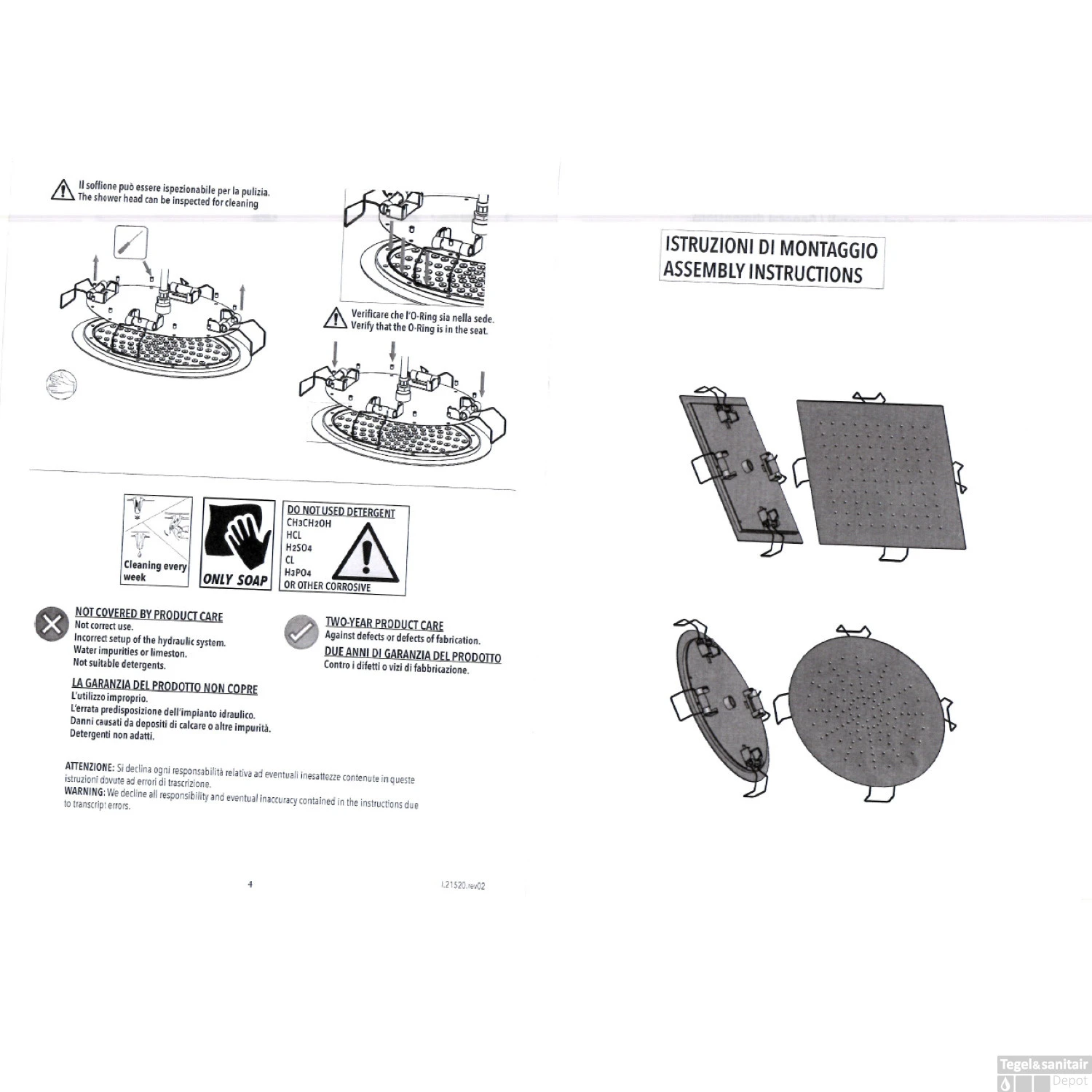 Hoofddouche Belleza Bagno ClipOn Inbouw Regendouche Vierkant 34x34 Cm Chroom 7 Hoofddouche Belleza Bagno ClipOn Inbouw Regendouche Vierkant 34x34 Cm Chroom - Afbeelding 5