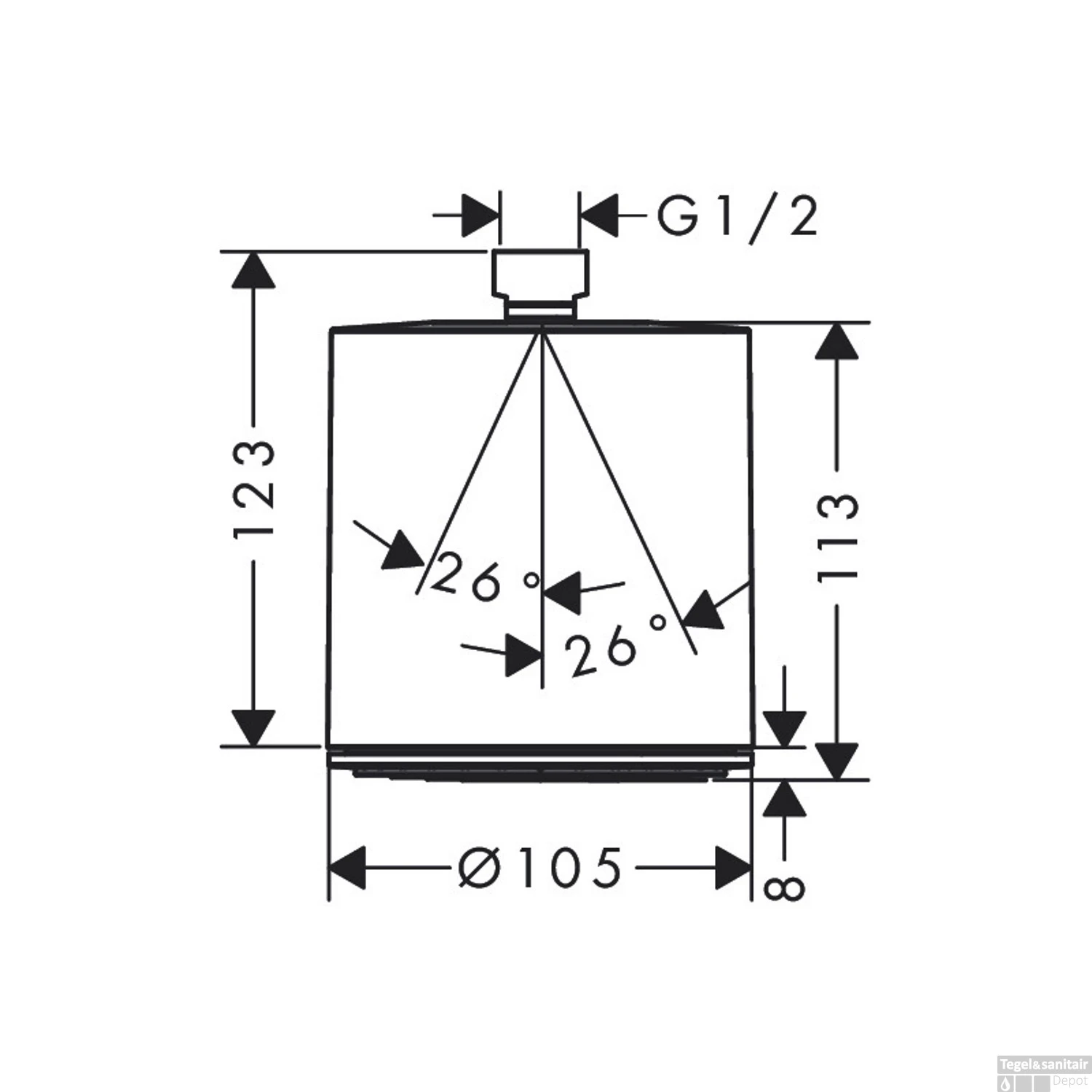 Hoofddouche HansGrohe Pulsify S 105 1 Jet Zonder Wandaansluiting Mat Wit 5 Hoofddouche HansGrohe Pulsify S 105 1 Jet Zonder Wandaansluiting Mat Wit - Afbeelding 3
