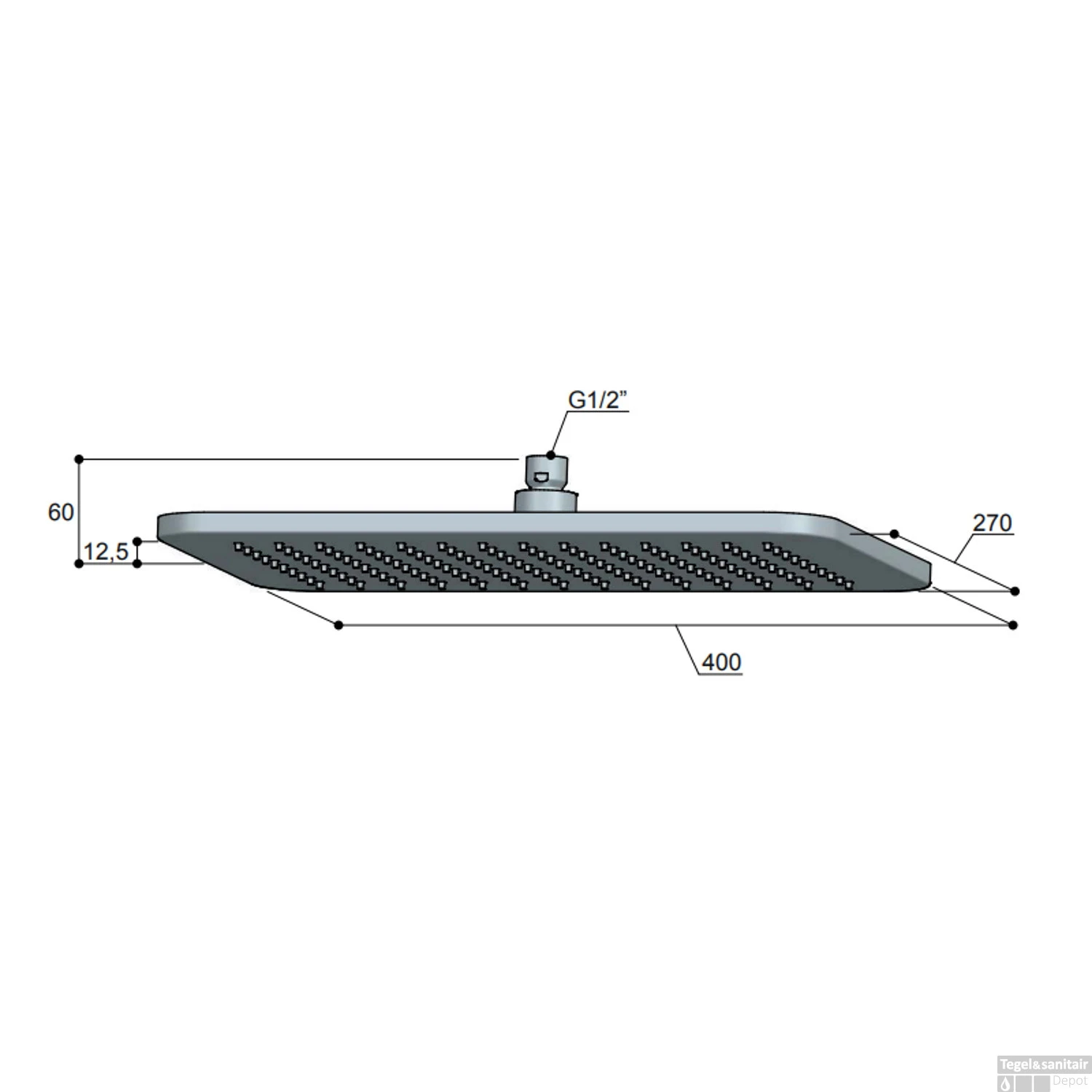 Hoofddouche Hotbath Gal Rechthoek 27x40 Cm Mat Zwart 4 Hoofddouche Hotbath Gal Rechthoek 27x40 Cm Mat Zwart - Afbeelding 2