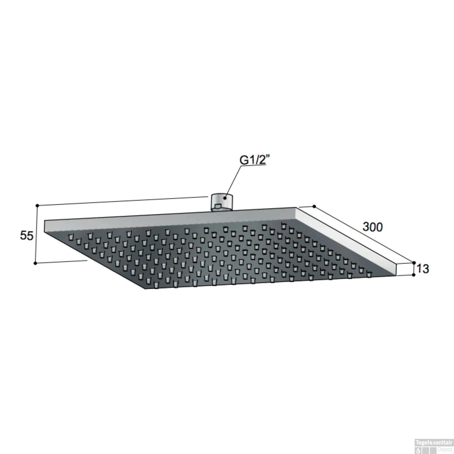 Hoofddouche Hotbath Mate 30x30 Cm Vierkant Opbouw Chroom 4 Hoofddouche Hotbath Mate 30x30 Cm Vierkant Opbouw Chroom - Afbeelding 2