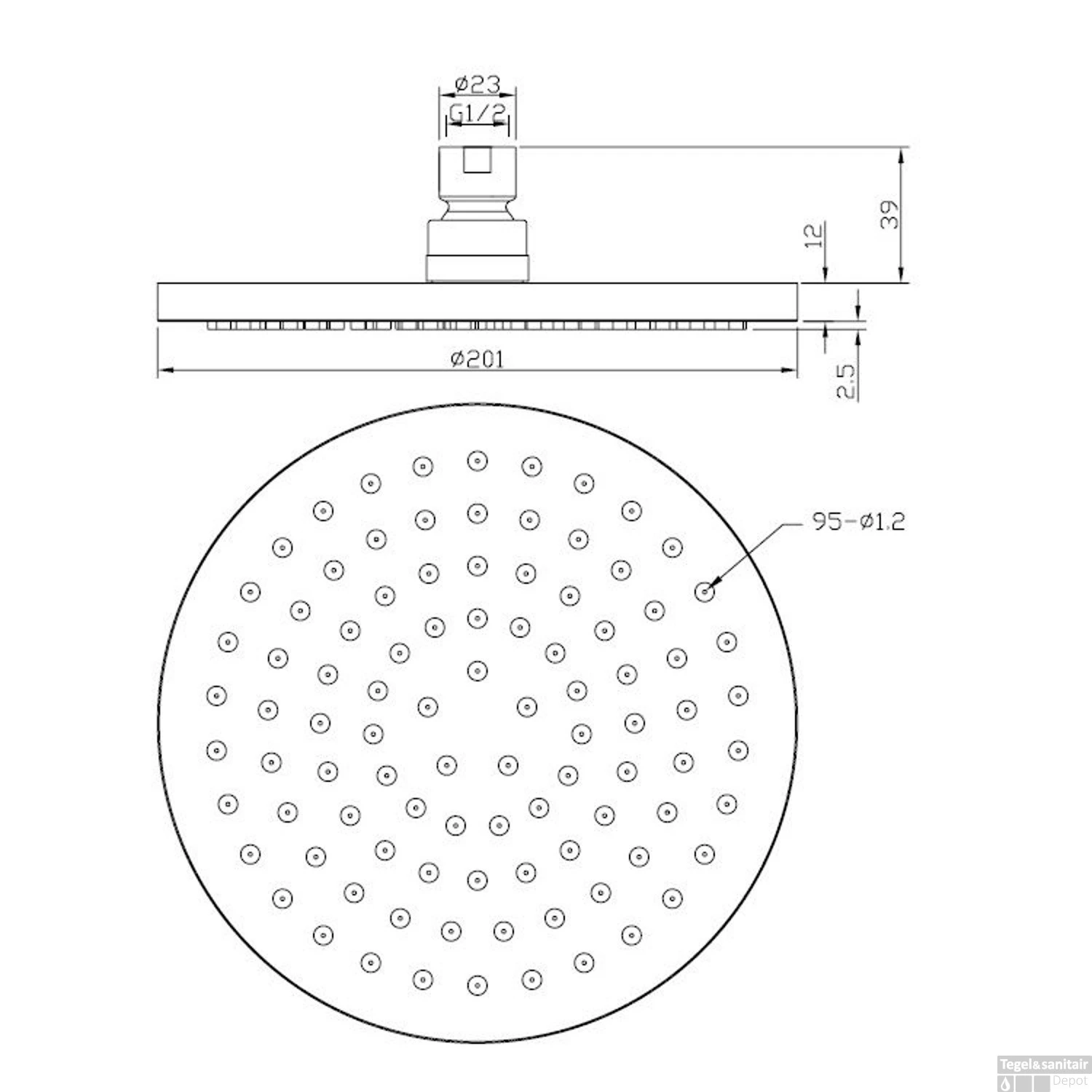 Hoofddouche Rond Wiesbaden 20x20 Cm Mat Zwart 4 Hoofddouche Rond Wiesbaden 20x20 Cm Mat Zwart - Afbeelding 2