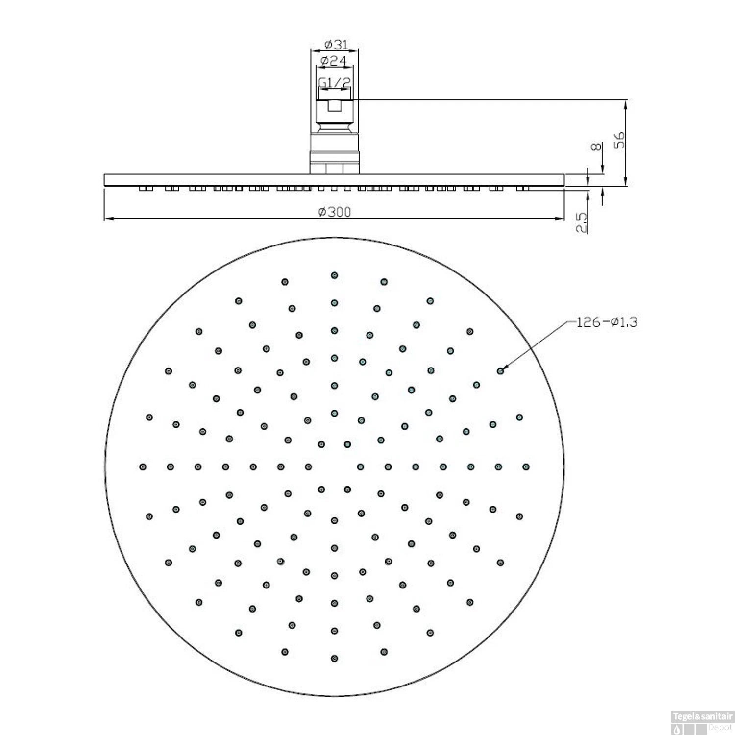 Hoofddouche Rond Wiesbaden 30x30 Cm Mat Zwart 4 Hoofddouche Rond Wiesbaden 30x30 Cm Mat Zwart - Afbeelding 2