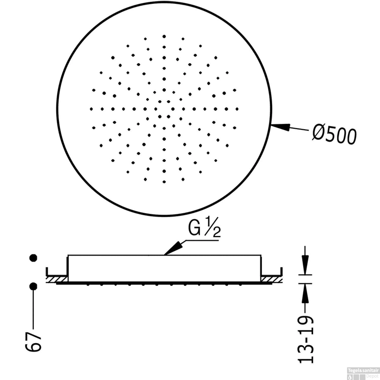 Hoofddouche Tres Plafond 50 Cm Rond Mat Zwart 4 Hoofddouche Tres Plafond 50 Cm Rond Mat Zwart - Afbeelding 2