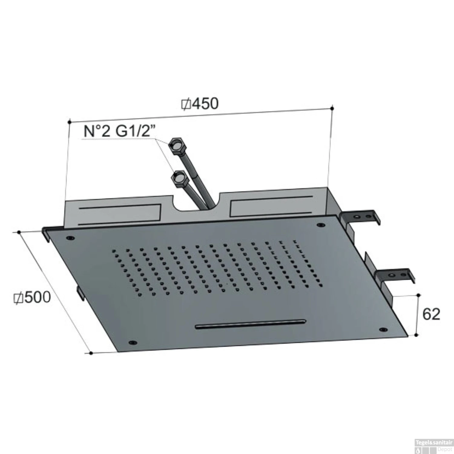 Hotbath Archie Hoofddouche Vierkant Inbouw 50 Cm RVS 316 AR142IX 4 Hotbath Archie Hoofddouche Vierkant Inbouw 50 Cm RVS 316 AR142IX - Afbeelding 2