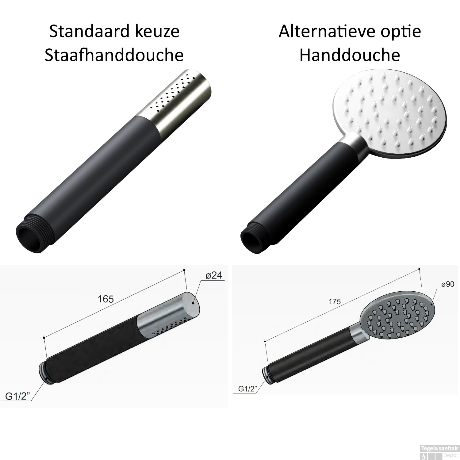 Doucheset Hotbath Cobber Met Ronde Handdouche Gepolijst Messing PVD 6 Doucheset Hotbath Cobber Met Ronde Handdouche Gepolijst Messing PVD - Afbeelding 4