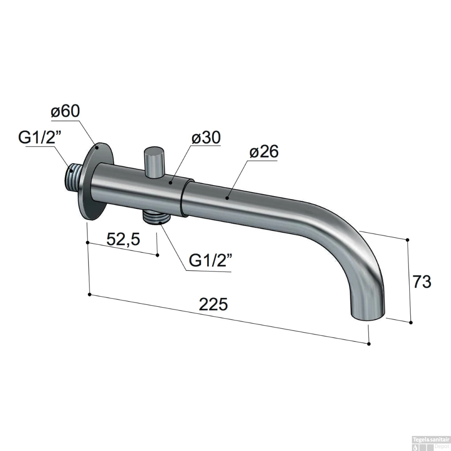 Baduitloop Hotbath Pal Met Omstel 22.5 Cm Chroom 4 Baduitloop Hotbath Pal Met Omstel 22.5 Cm Chroom - Afbeelding 2