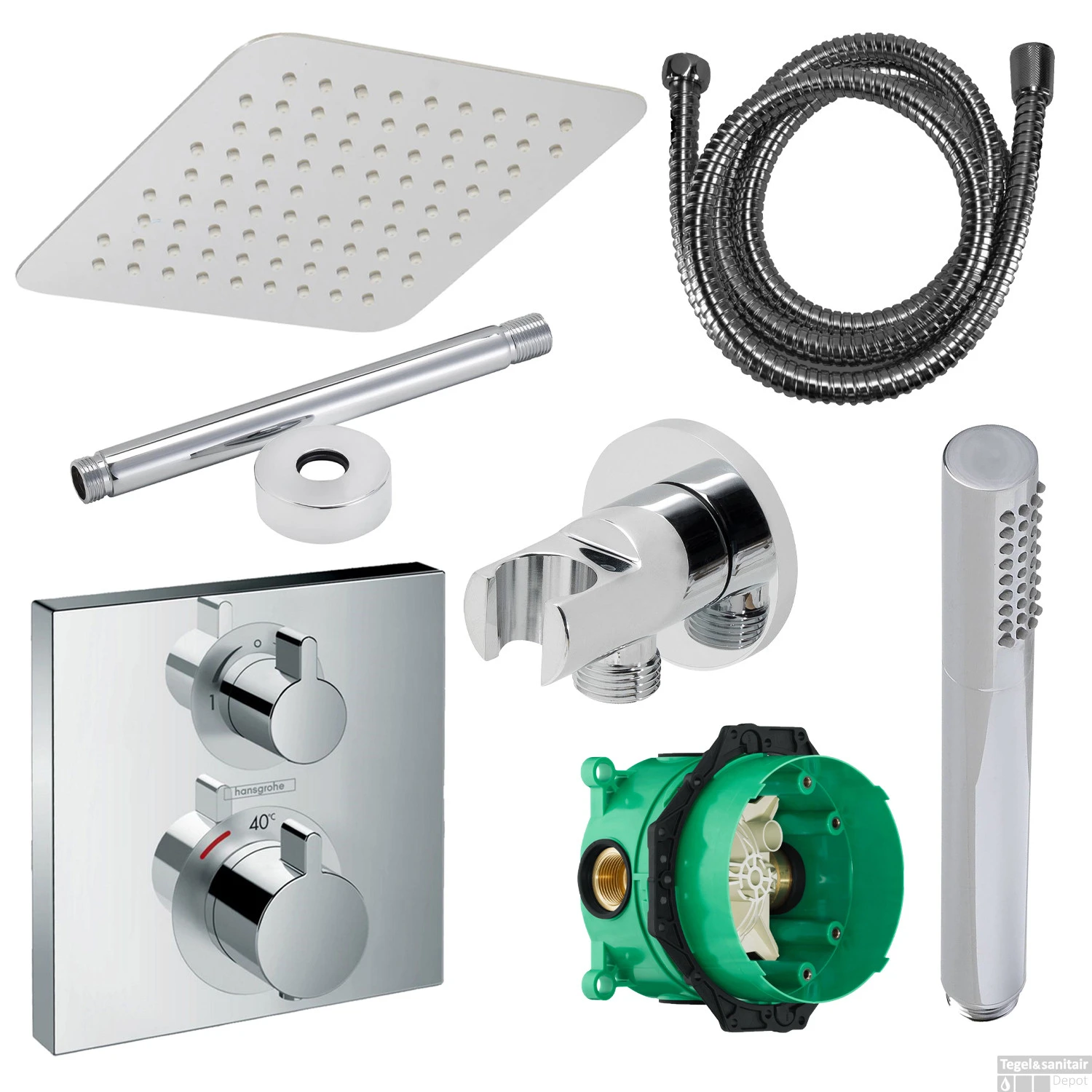 Hansgrohe Ecostat Regendoucheset Inbouw Plafonduitloop Met Handdouche En Hoofddouche 30cm Thermostaat Vierkant Chroom 3 Hansgrohe Ecostat Regendoucheset Inbouw Plafonduitloop Met Handdouche En Hoofddouche 30cm Thermostaat Vierkant Chroom