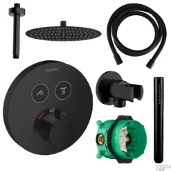 Hansgrohe Select Inbouw Regendoucheset Plafonduitloop Met Handdouche En Ronde Plaat Zwart