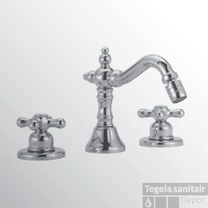 Huber Croisette 3 Gats Bidetmengkraan Chroom/Goud 266.CS01H.CA 4 Huber Croisette 3 Gats Bidetmengkraan Chroom/Goud 266.CS01H.CA - Afbeelding 2