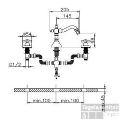 Huber Croisette 3 Gats Bidetmengkraan Chroom/Goud 266.CS01H.CA