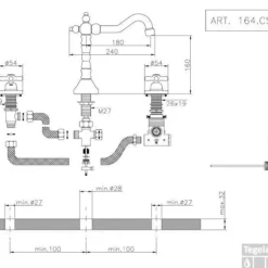 Wastafelmengkraan Huber Croisette 3-gats 164CS01HCR Chroom -Exporteren Badkamer Top Winkel huber croisette 3 gats thermostatische wastafelmengkraan chroom 164cs01hcr 0