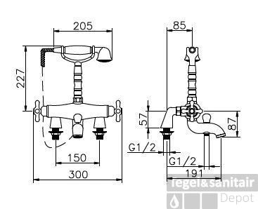 Huber Croisette Badkraan Met Thermostaat Brons 197CS01HBA 3 Huber Croisette Badkraan Met Thermostaat Brons 197CS01HBA
