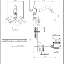 Huber Croisette Bidetmengkraan Chroom/Goud 28601HCA