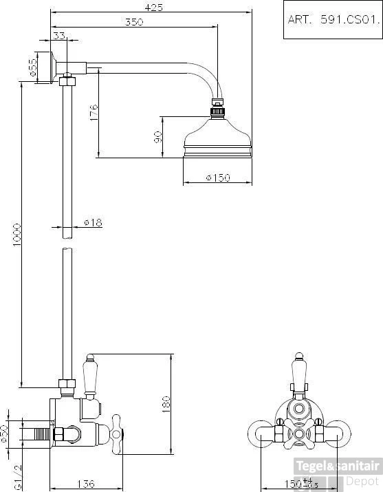 Huber Croisette Douchecombinatie Brons 591CS01HBA 3 Huber Croisette Douchecombinatie Brons 591CS01HBA