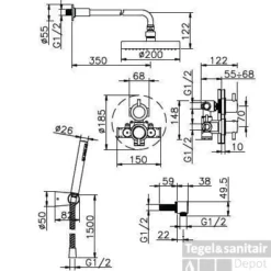 Huber Kiruna Inbouw Doucheset Met Thermostaatkraan Chroom 913D.KR21.HCR