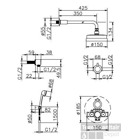 Huber Kiruna Thermostatische Inbouw Doucheset Chroom 913K.KR01H.CR 3 Huber Kiruna Thermostatische Inbouw Doucheset Chroom 913K.KR01H.CR