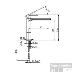 Huber Levity Wastafelmengkraan Verhoogd Model Chroom LY.001500.21