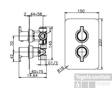 Huber Soft Douchethermostaatkraan Chroom 969Q.01.CR 4 Huber Soft Douchethermostaatkraan Chroom 969Q.01.CR - Afbeelding 2