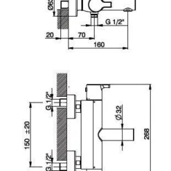 Huber Soft Thermostatische Badkraan Chroom SF.T21010.21 -Exporteren Badkamer Top Winkel huber soft thermostatische badkraan chroom sft2101021 1