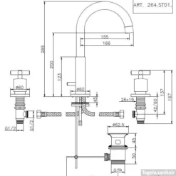 Huber Suite 3-gats Wastafelmengkraan RVS 264ST01HNS
