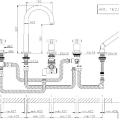 Huber Suite 5-gats Badkraan Voor Badrandmontage 262ST01HCR