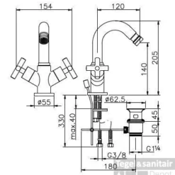 Huber Suite Bidetmengkraan Chroom 236.01H.CR