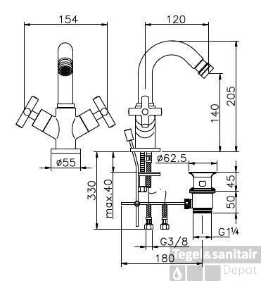 Huber Suite Bidetmengkraan Chroom 236.01H.CR 3 Huber Suite Bidetmengkraan Chroom 236.01H.CR