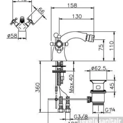 Huber Victorian 2 Greeps Bidetmengkraan RVS 25601HNS