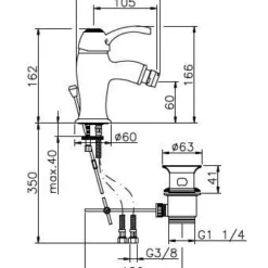 Huber Victorian Bidetmengkraan Chroom 366.01H.CR
