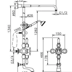 Huber Victorian Thermostatische Bad/Doucheset Chroom/Goud 598.VN01H.CA