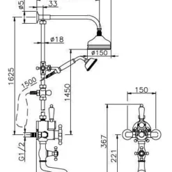 Huber Victorian Thermostatische Bad/Doucheset Goud 592.VT01H.AG