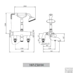 Huber Victorian Thermostatische Badkraan Met Douchegarnituur Voor Badrandmontage Brons 197VT01HBA