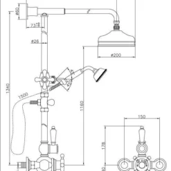 Huber Victorian Thermostatische Doucheset Goud 590VN21HAG